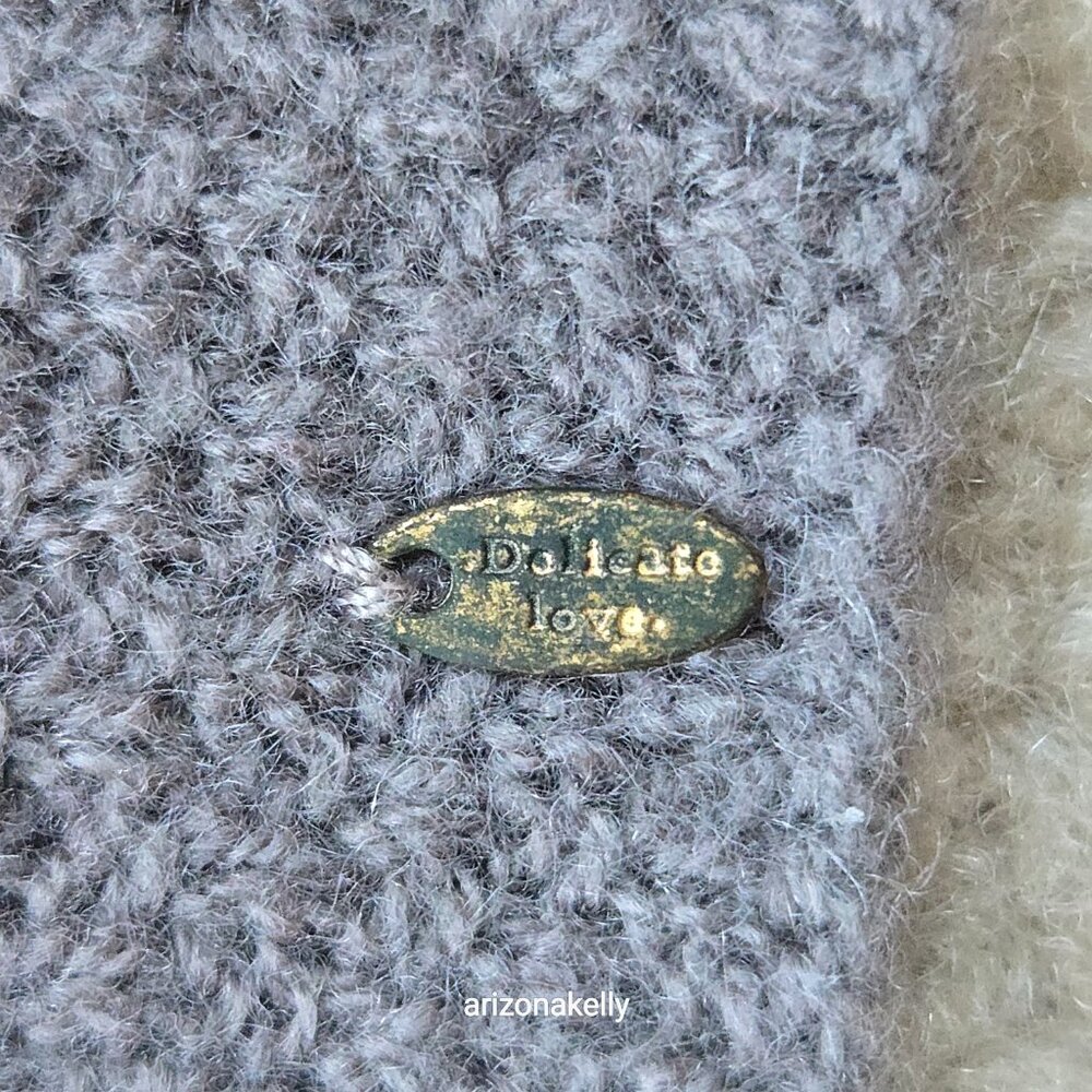 Cashmere Basketweave Textured Knit Scarf Tan Taupe Brown Doliearo Dolieato Love - Picture 12 of 12